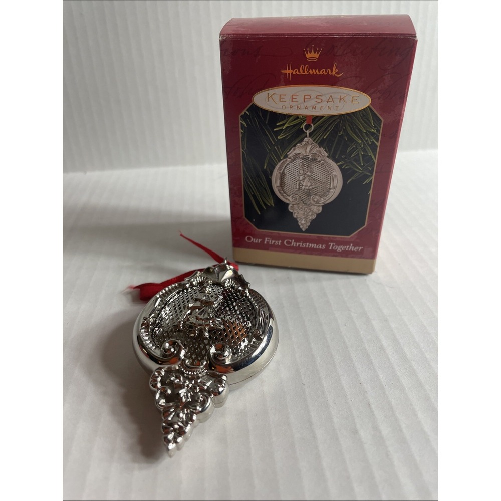 Hallmark "Our First Christmas Together" Vintage Silver Christmas Ornament 1999